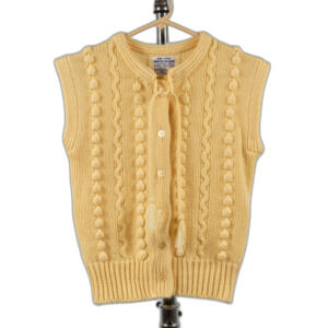 Vintage Hand Loomed 70s yellow knit sweater vest size M